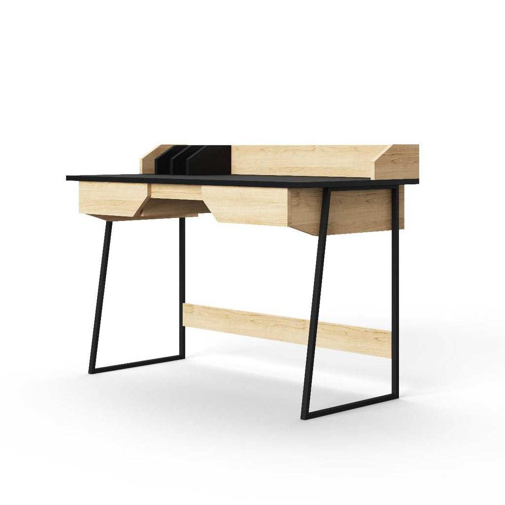 Salisbury Desk in Oak and Black by Alphason - Price Crash Furniture