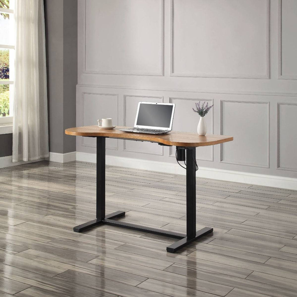 San Francisco Height Adjustable Desk Oak/Black by Jual Furnishings - Price Crash Furniture