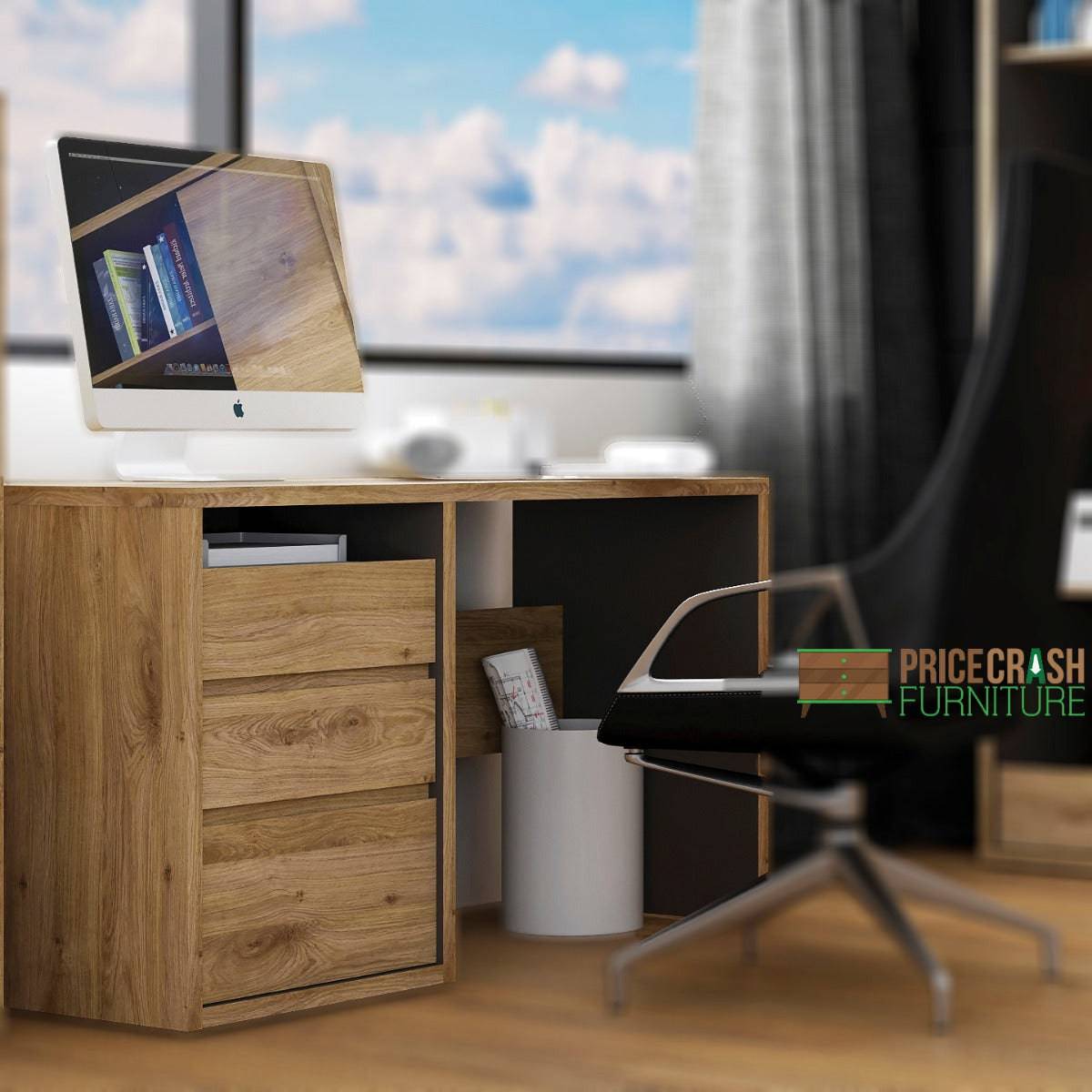 Shetland Home Office Desk with 3 Drawers - Price Crash Furniture