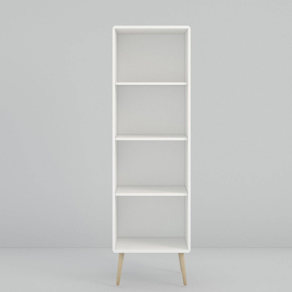 Steens Softline Retro Spindle Style White Tall Narrow Bookcase - Price Crash Furniture