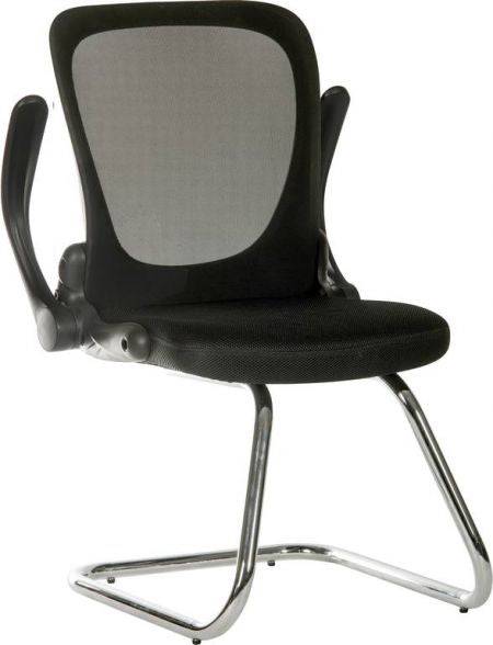 Teknik Flip Mesh Executive Visitor Chair in Black with Arms - Price Crash Furniture