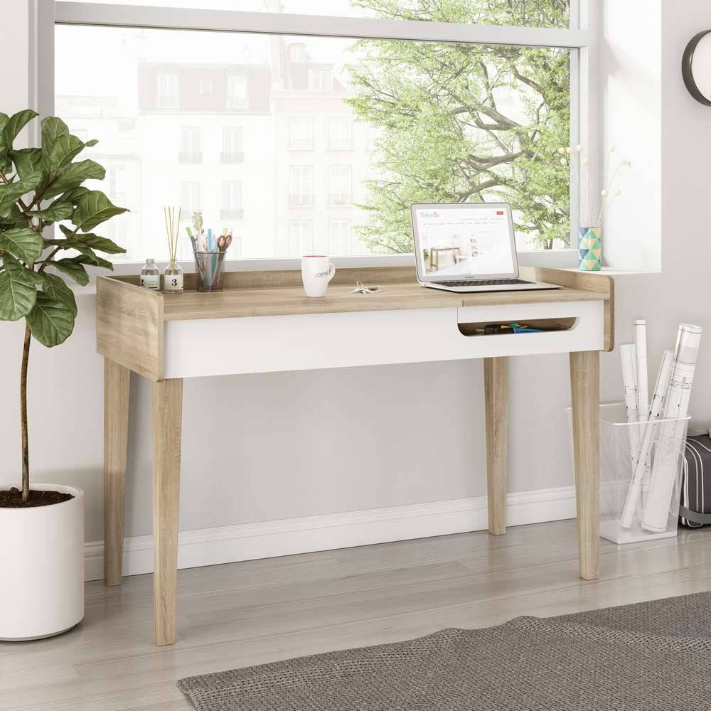 Teknik Giru Desk in Sonoma Oak & White - Price Crash Furniture
