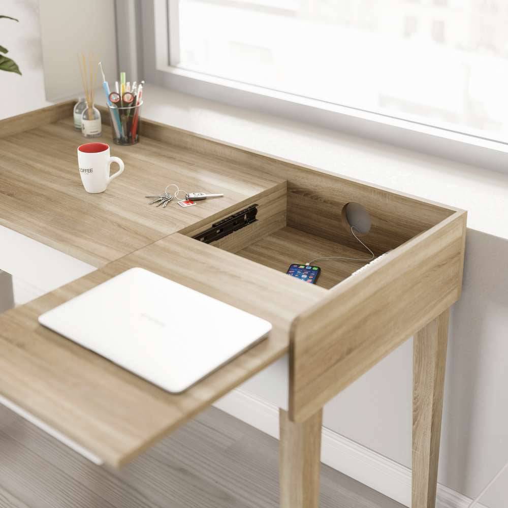 Teknik Giru Desk in Sonoma Oak & White - Price Crash Furniture