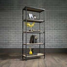 Teknik Industrial Style 4 Shelf Bookcase in Charter Oak - Price Crash Furniture