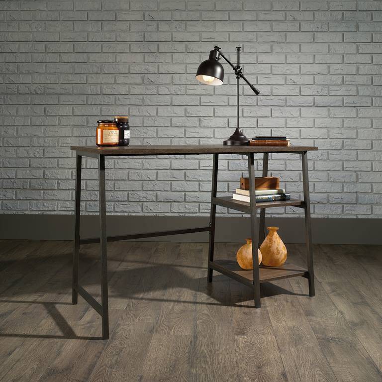 Teknik Industrial Style Bench Desk in Smoked Oak - Price Crash Furniture