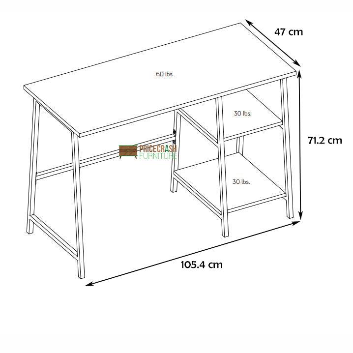 Teknik Industrial Style Bench Desk in Smoked Oak - Price Crash Furniture