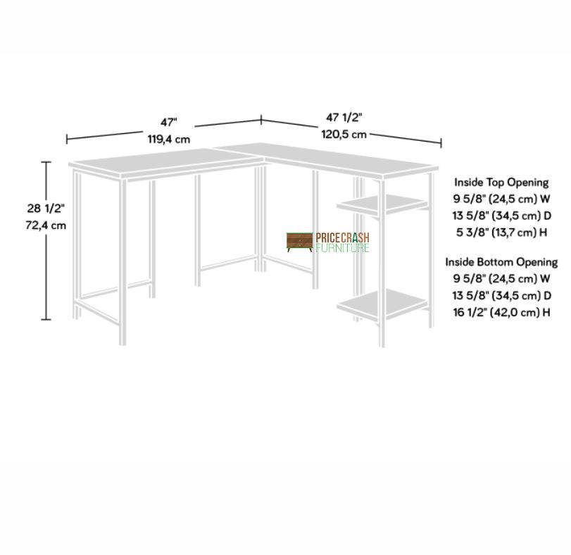 Teknik Industrial Style Bench L-Shaped Desk in Charter Oak - Price Crash Furniture