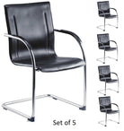 Teknik Set of 5 Guest Meeting Conference Chairs in Black - Price Crash Furniture