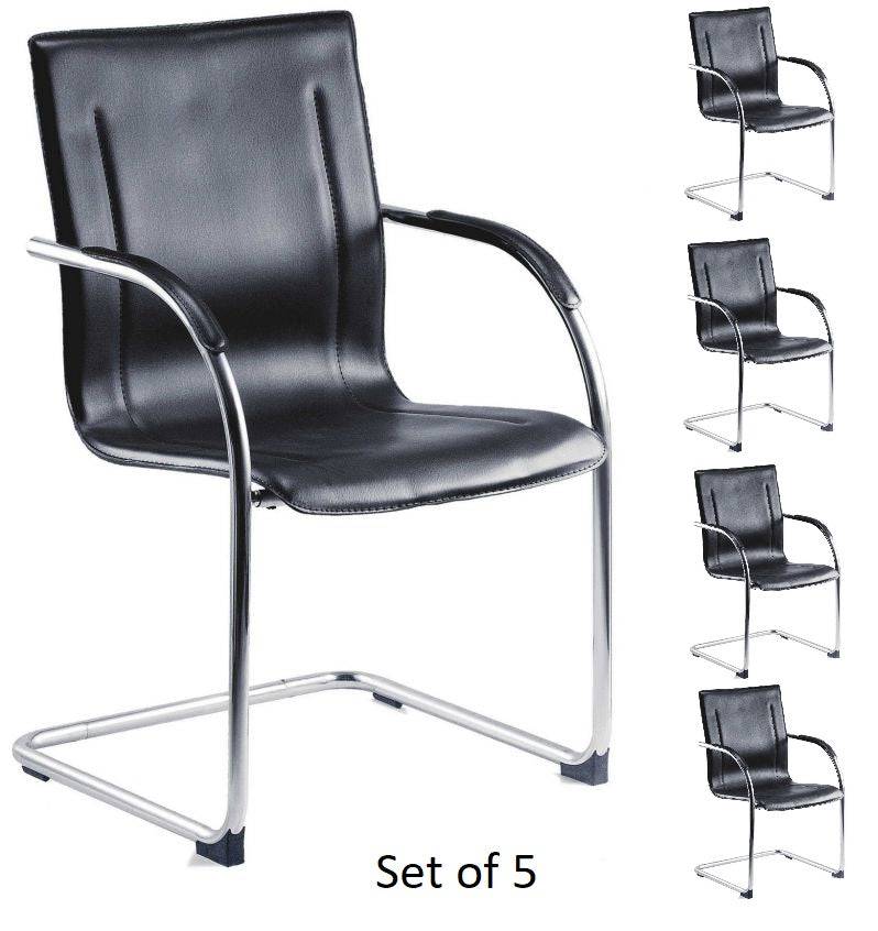 Teknik Set of 5 Guest Meeting Conference Chairs in Black - Price Crash Furniture