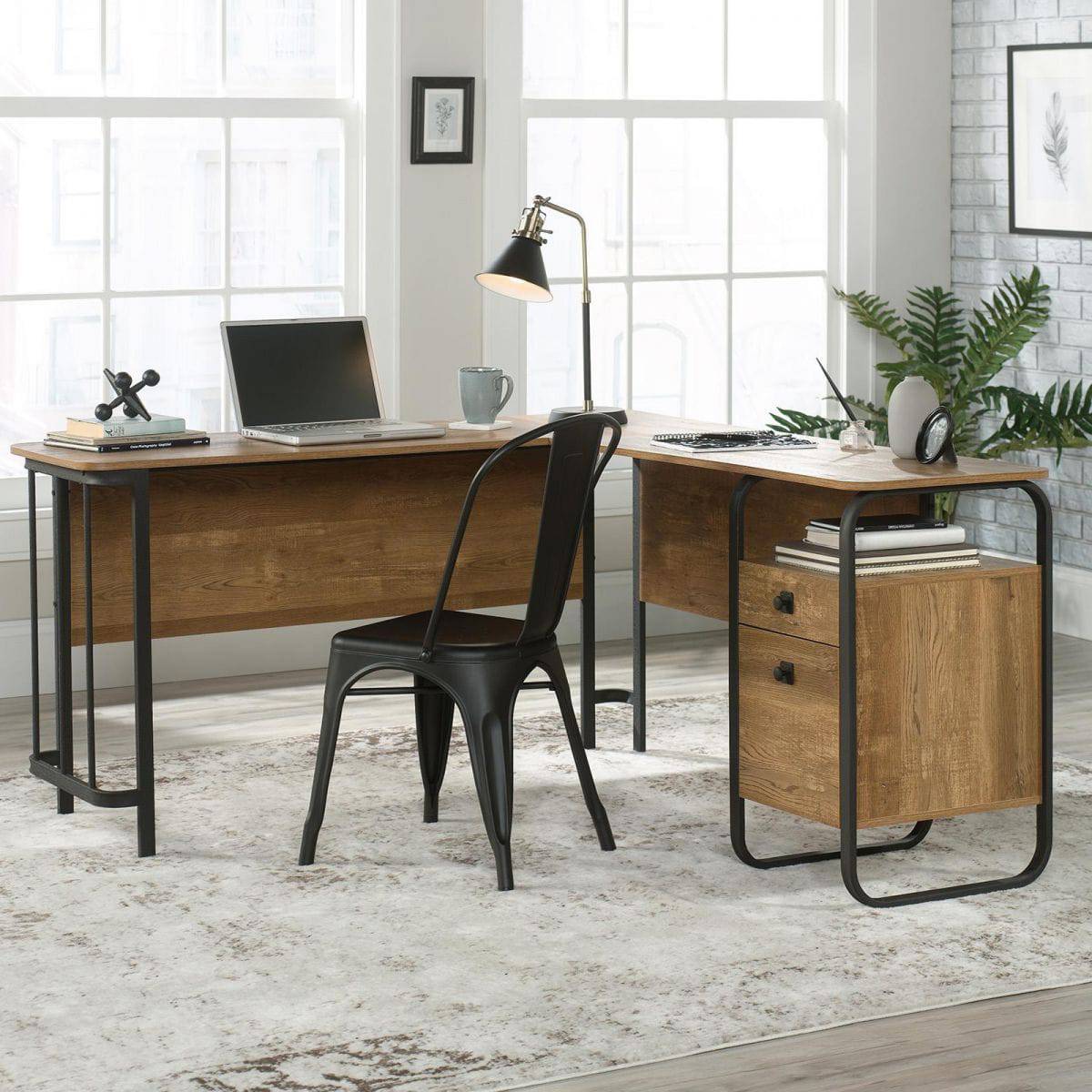 Teknik Stationmaster L-Shaped Desk in Etched Oak - Price Crash Furniture