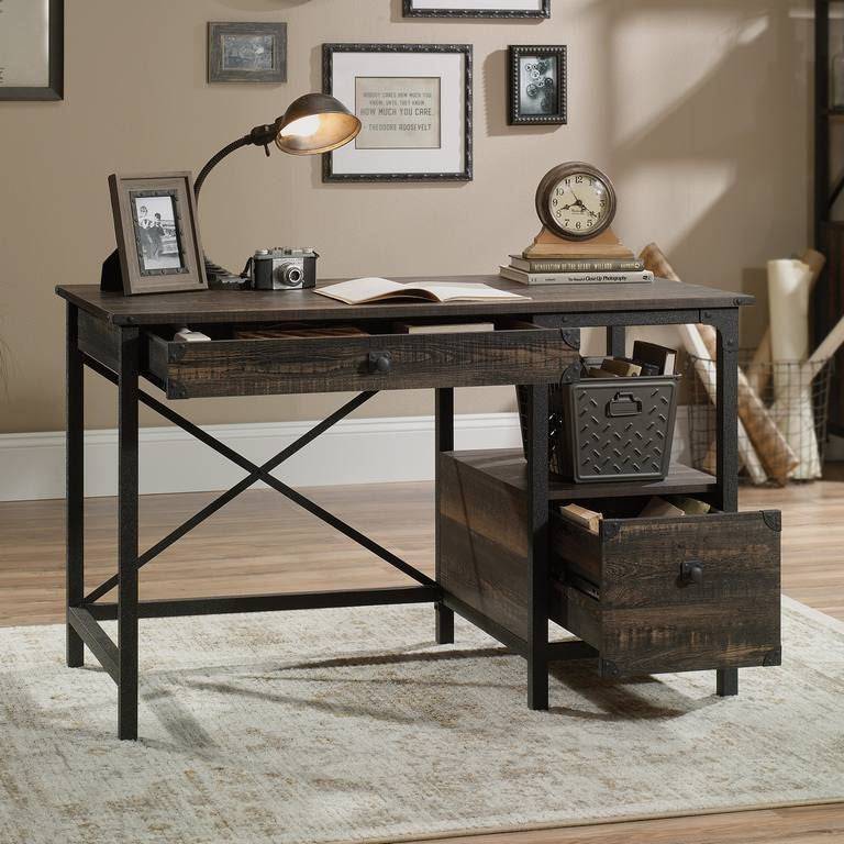 Teknik Steel Gorge Desk in Carbon Oak - Price Crash Furniture