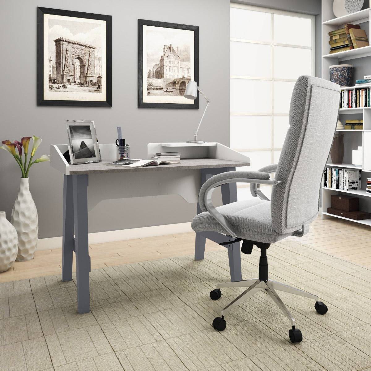 Truro Desk in Grey and Faux Marble by Alphason - Price Crash Furniture