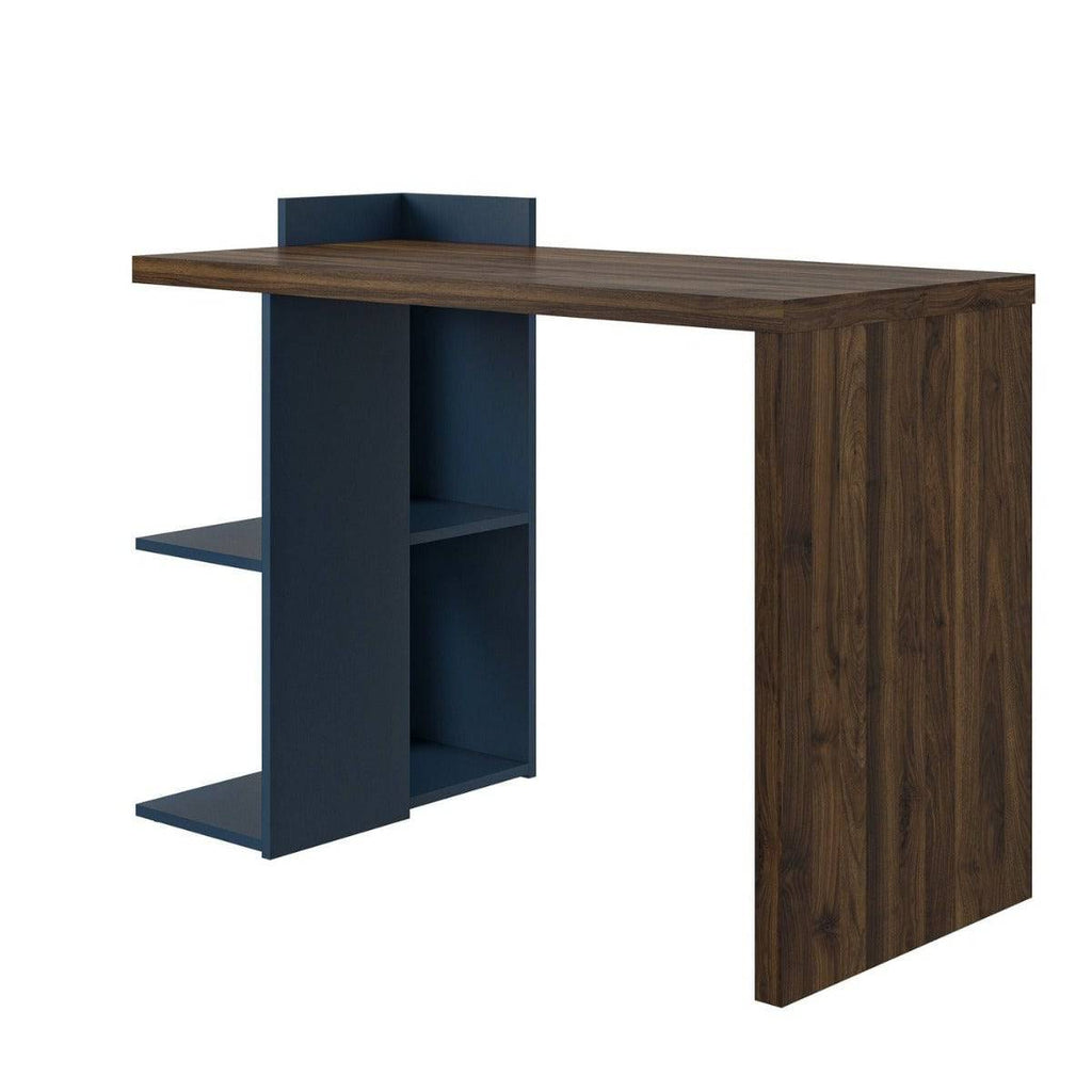 Xavier Modern Computer Desk with Shelves in Walnut and Blue by Dorel - Price Crash Furniture