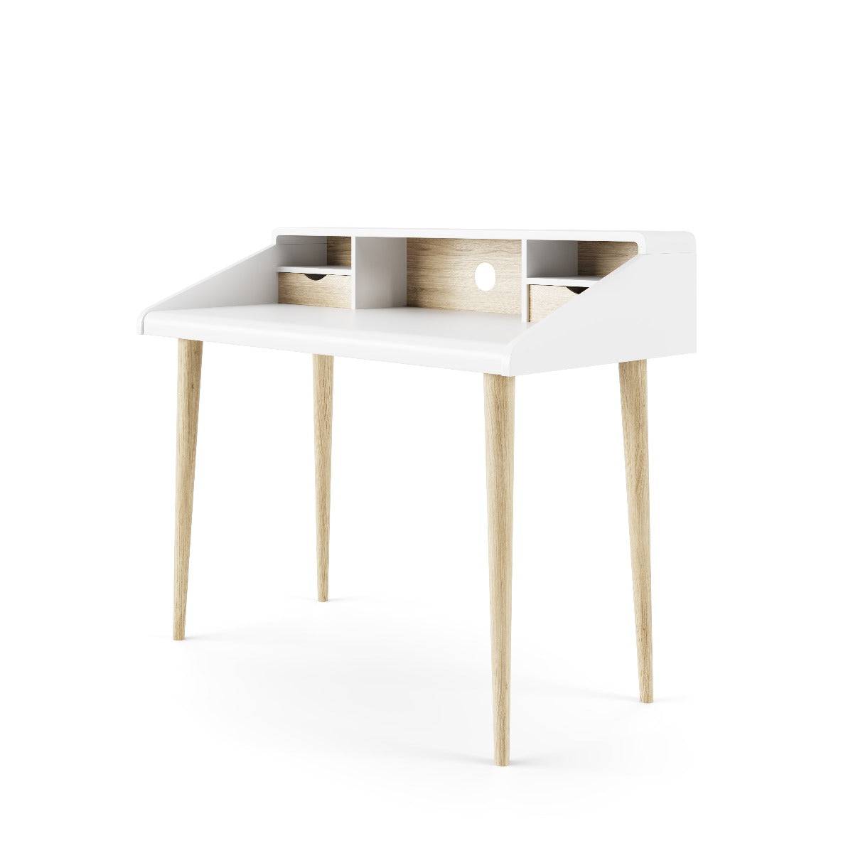 Yeovil Desk in White and Oak by Alphason - Price Crash Furniture