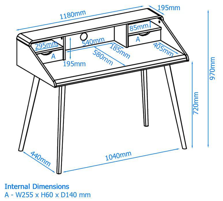 Yeovil Desk in White and Oak by Alphason - Price Crash Furniture