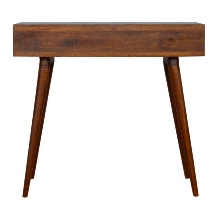 Zig-zag Parquet Pattern Bedside Table in Chestnut-effect Mango Wood - Price Crash Furniture