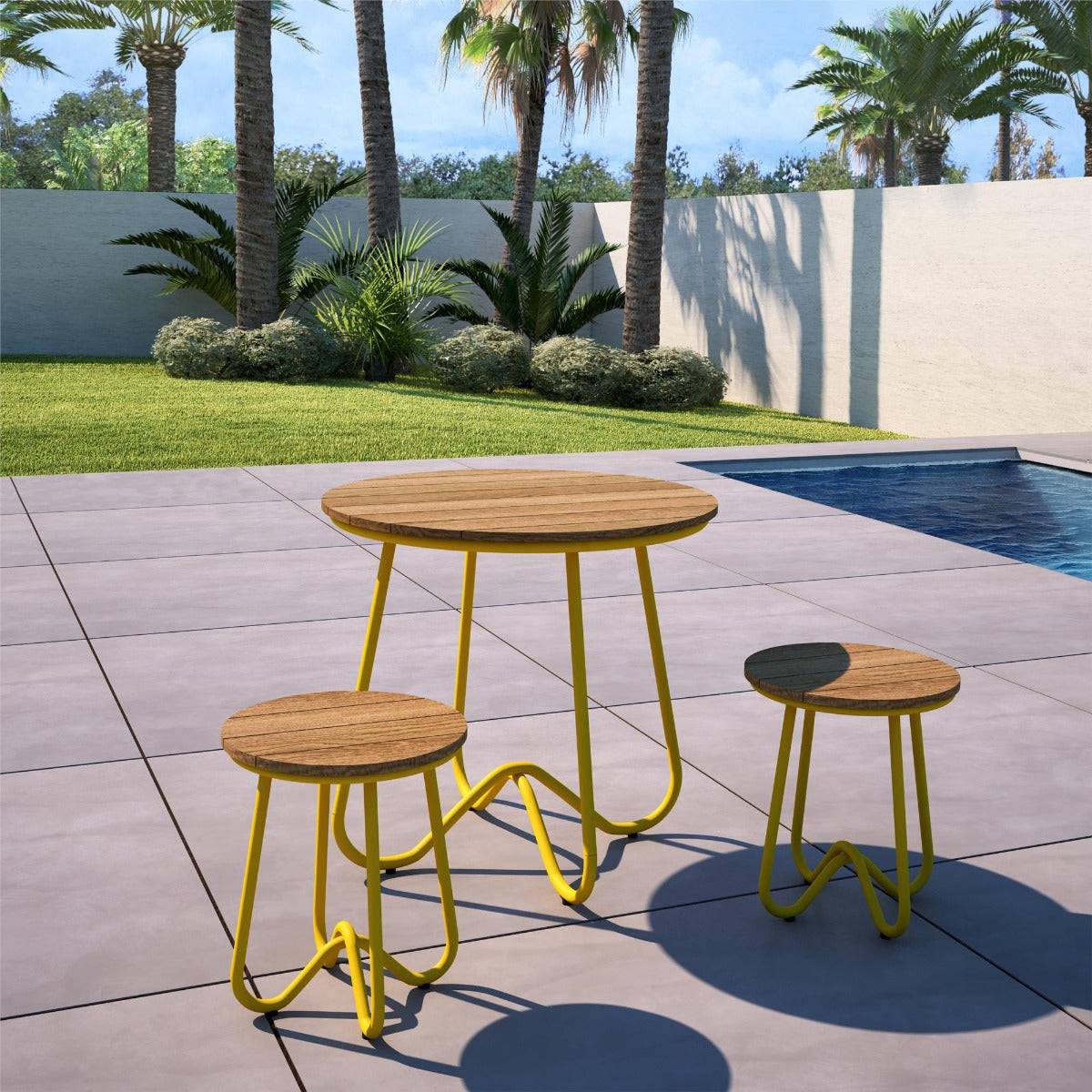 3 Piece Garden Bistro Set, Novogratz Bobbi, Yellow - Price Crash Furniture