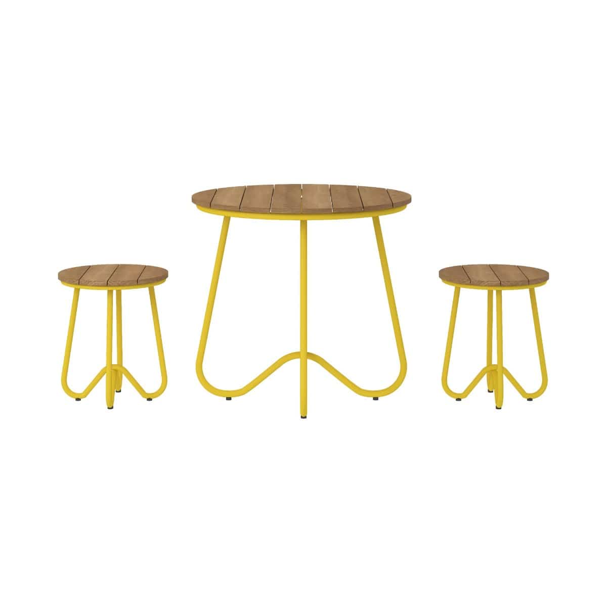 3 Piece Garden Bistro Set, Novogratz Bobbi, Yellow - Price Crash Furniture