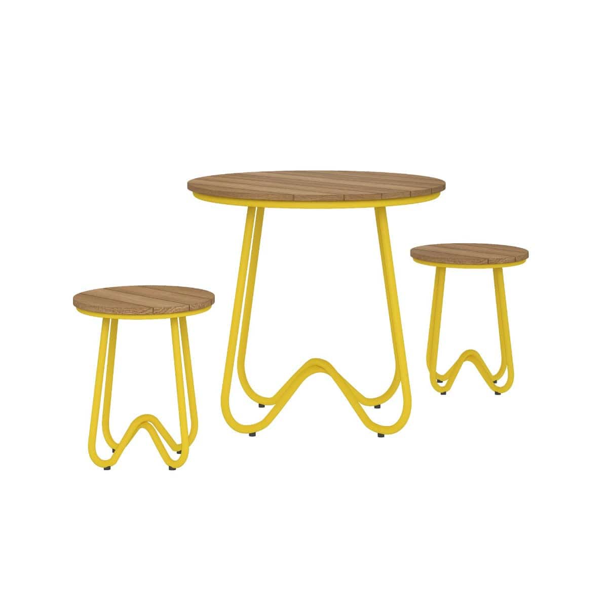 3 Piece Garden Bistro Set, Novogratz Bobbi, Yellow - Price Crash Furniture