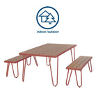 3 Piece Garden Set Novogratz Paulette Picnic Table + 2 Benches Red - Price Crash Furniture