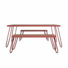 3 Piece Garden Set Novogratz Paulette Picnic Table + 2 Benches Red - Price Crash Furniture