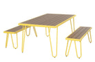 3 Piece Garden Set Novogratz Paulette Picnic Table + 2 Benches Yellow - Price Crash Furniture