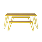 3 Piece Garden Set Novogratz Paulette Picnic Table + 2 Benches Yellow - Price Crash Furniture