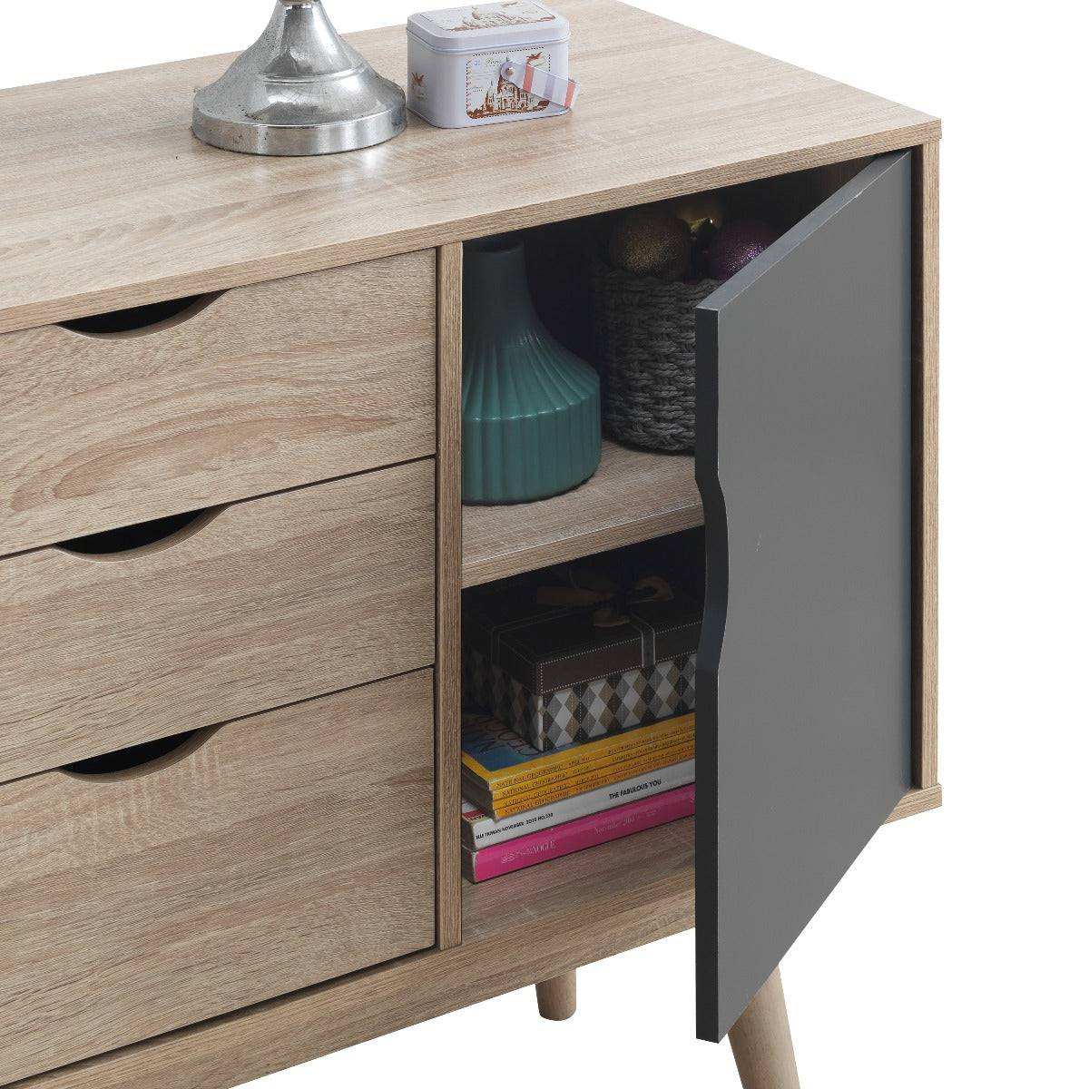 Alford Sideboard in Sonoma Oak and Grey by TAD - Price Crash Furniture