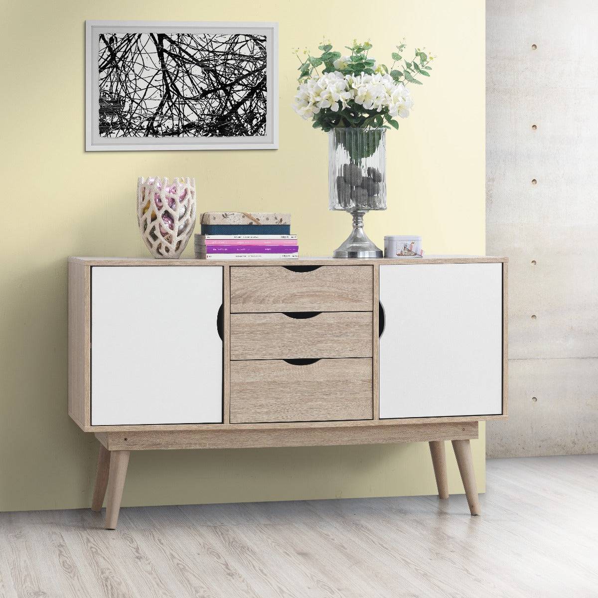 Alford Sideboard in Sonoma Oak and White by TAD - Price Crash Furniture