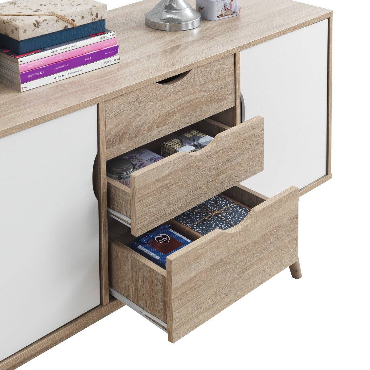 Alford Sideboard in Sonoma Oak and White by TAD - Price Crash Furniture