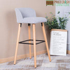 Alphason Claremont Grey Fabric Barstool with Wooden Legs - Price Crash Furniture