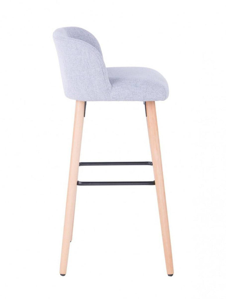 Alphason Claremont Grey Fabric Barstool with Wooden Legs - Price Crash Furniture