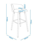 Alphason Claremont Grey Fabric Barstool with Wooden Legs - Price Crash Furniture