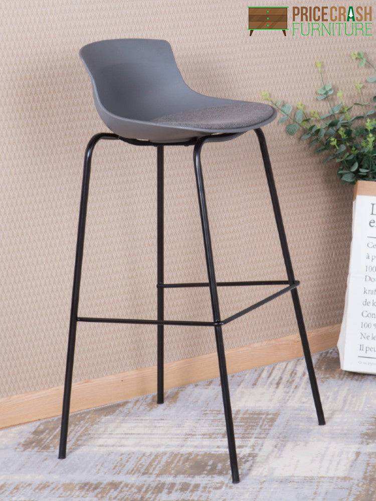 Alphason Helena Barstool with Backrest - Grey & Black - Price Crash Furniture