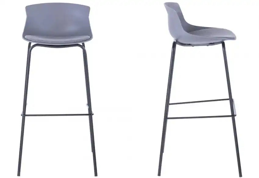 Alphason Helena Barstool with Backrest - Grey & Black - Price Crash Furniture