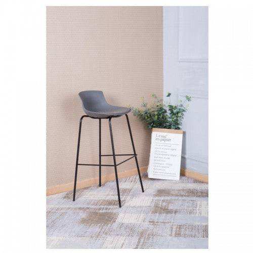 Alphason Helena Barstool with Backrest - Grey & Black - Price Crash Furniture