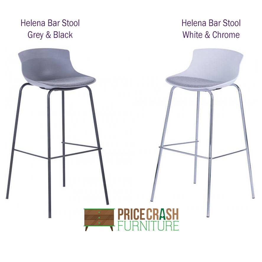 Alphason Helena Barstool with Backrest - Grey & Black - Price Crash Furniture