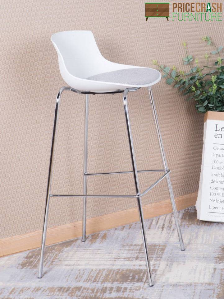Alphason Helena Barstool with Backrest - White & Chrome - Price Crash Furniture