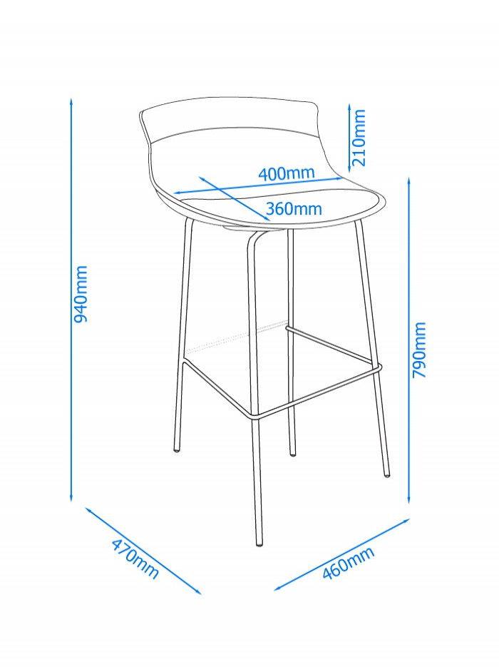 Alphason Helena Barstool with Backrest - White & Chrome - Price Crash Furniture