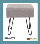 Aspen grey fabric upholstered rectangular stool with black metal legs - Price Crash Furniture