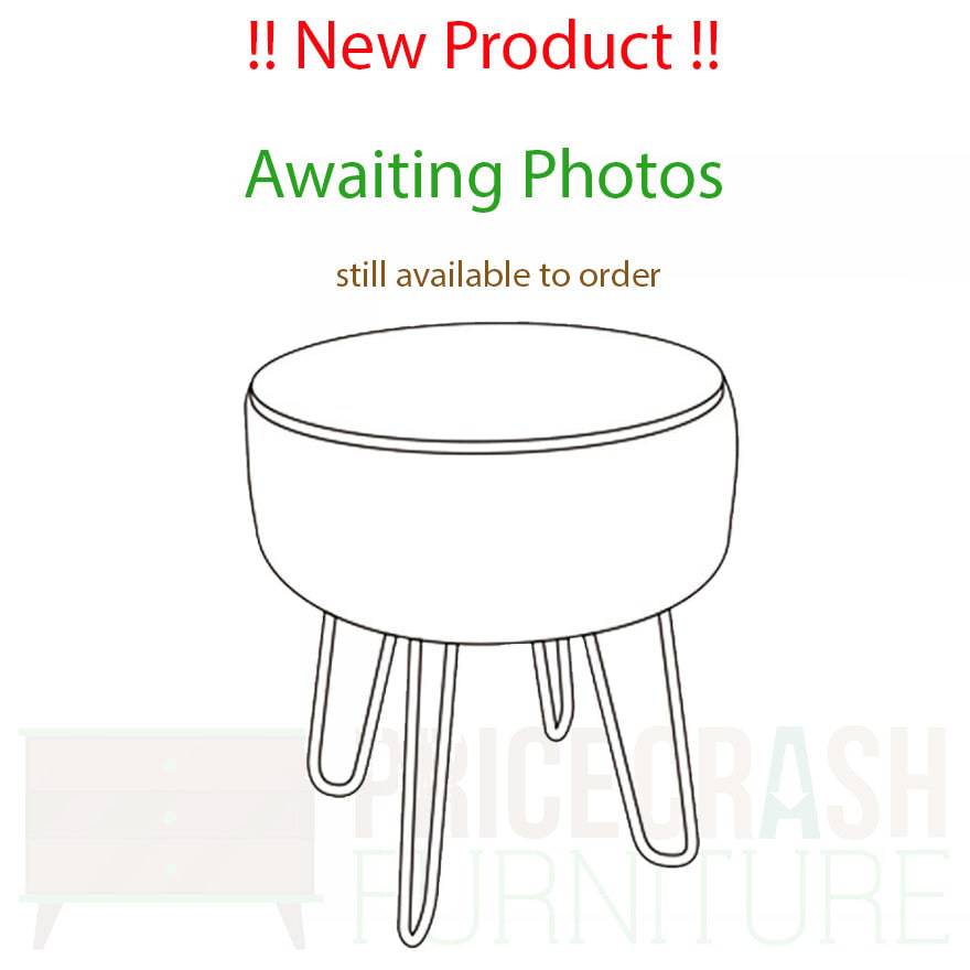 Aspen grey fabric upholstered round stool with black metal legs - Price Crash Furniture