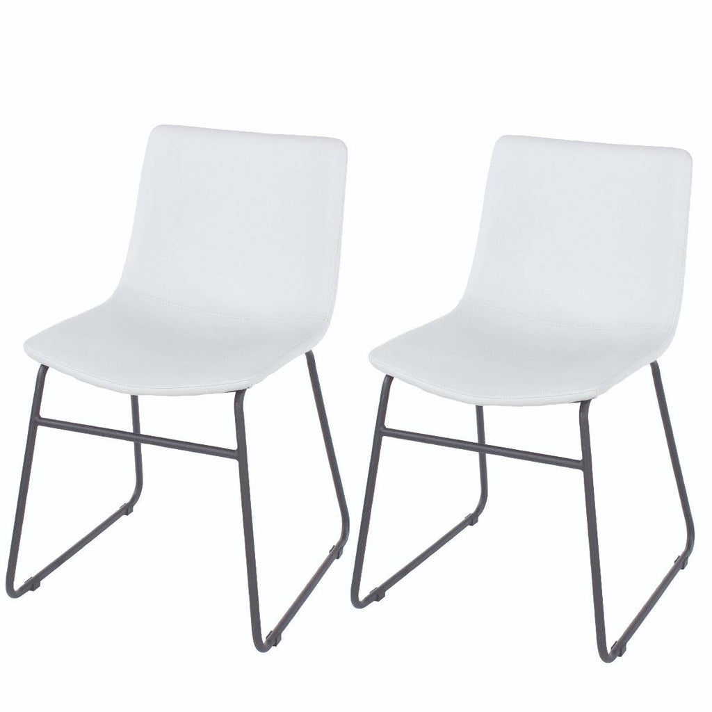 Aspen Pair of Grey PU Upholstered Dining Chairs with Black Metal Legs by Core - Price Crash Furniture