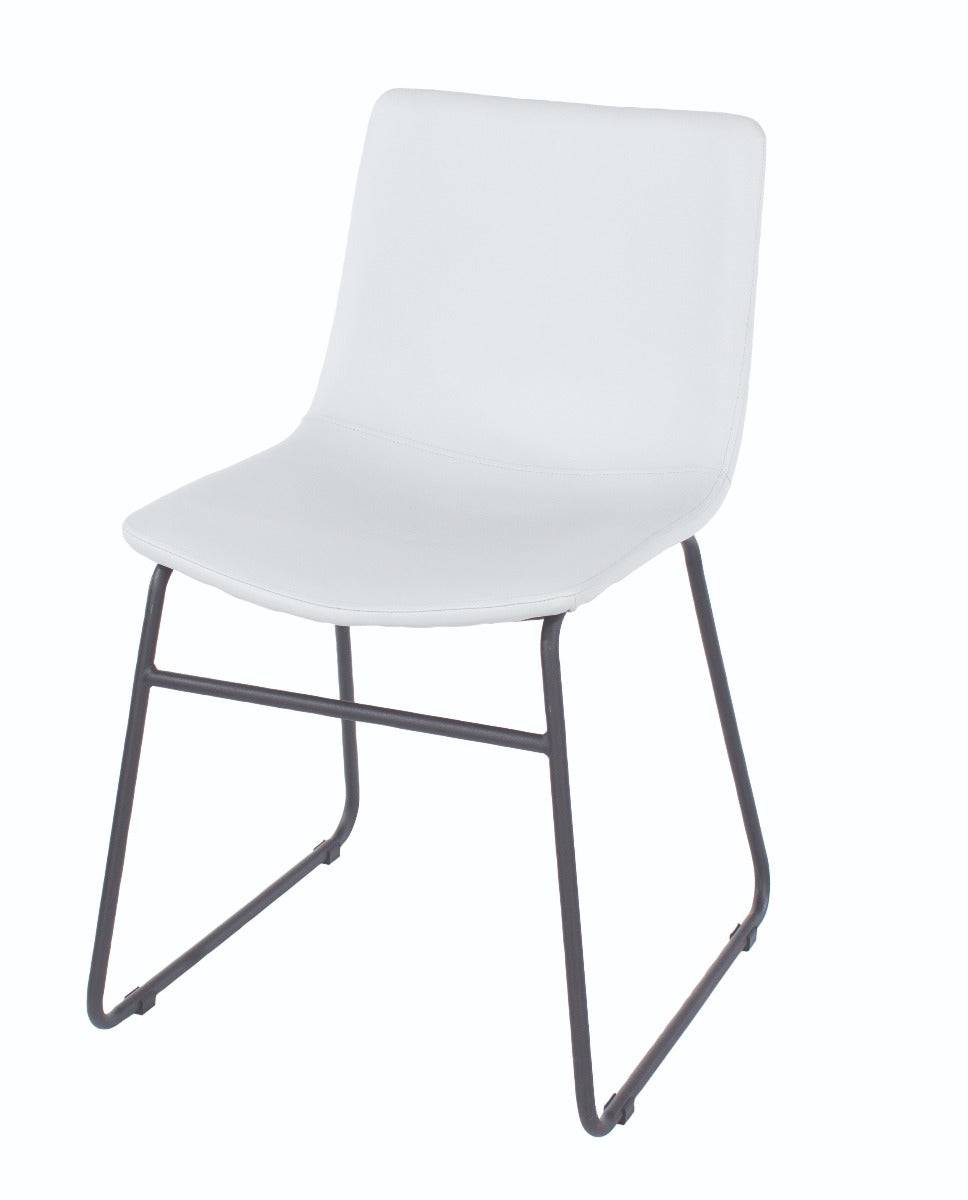 Aspen Pair of Grey PU Upholstered Dining Chairs with Black Metal Legs by Core - Price Crash Furniture