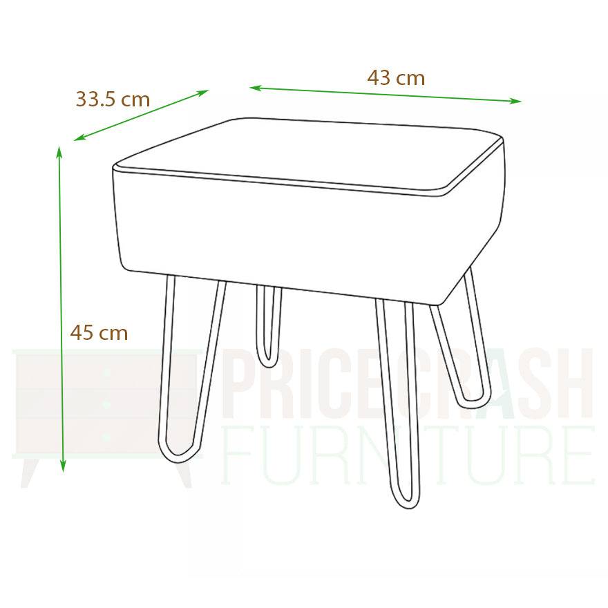 Aspen sand fabric upholstered rectangular stool with black metal legs - Price Crash Furniture