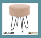 Aspen sand fabric upholstered round stool with black metal legs - Price Crash Furniture