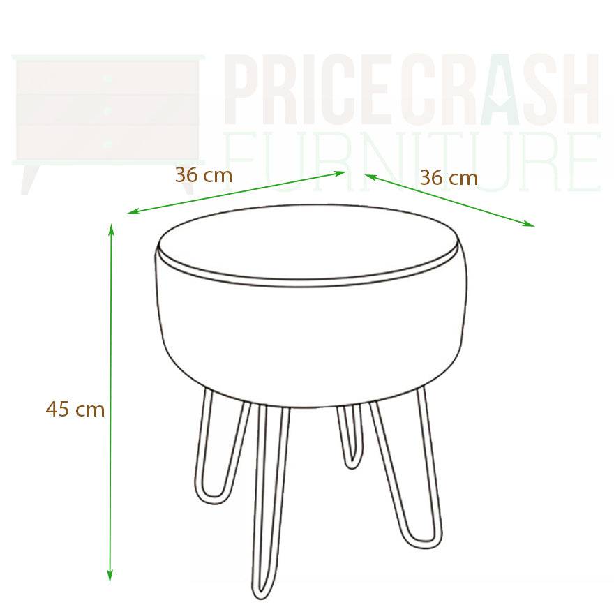 Aspen sand fabric upholstered round stool with black metal legs - Price Crash Furniture