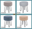 Aspen sand fabric upholstered round stool with black metal legs - Price Crash Furniture