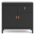 Barcelona Compact Small Sideboard 2 Doors + 1 Drawer in Matt Black - Price Crash Furniture