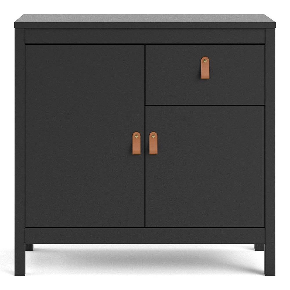 Barcelona Compact Small Sideboard 2 Doors + 1 Drawer in Matt Black - Price Crash Furniture