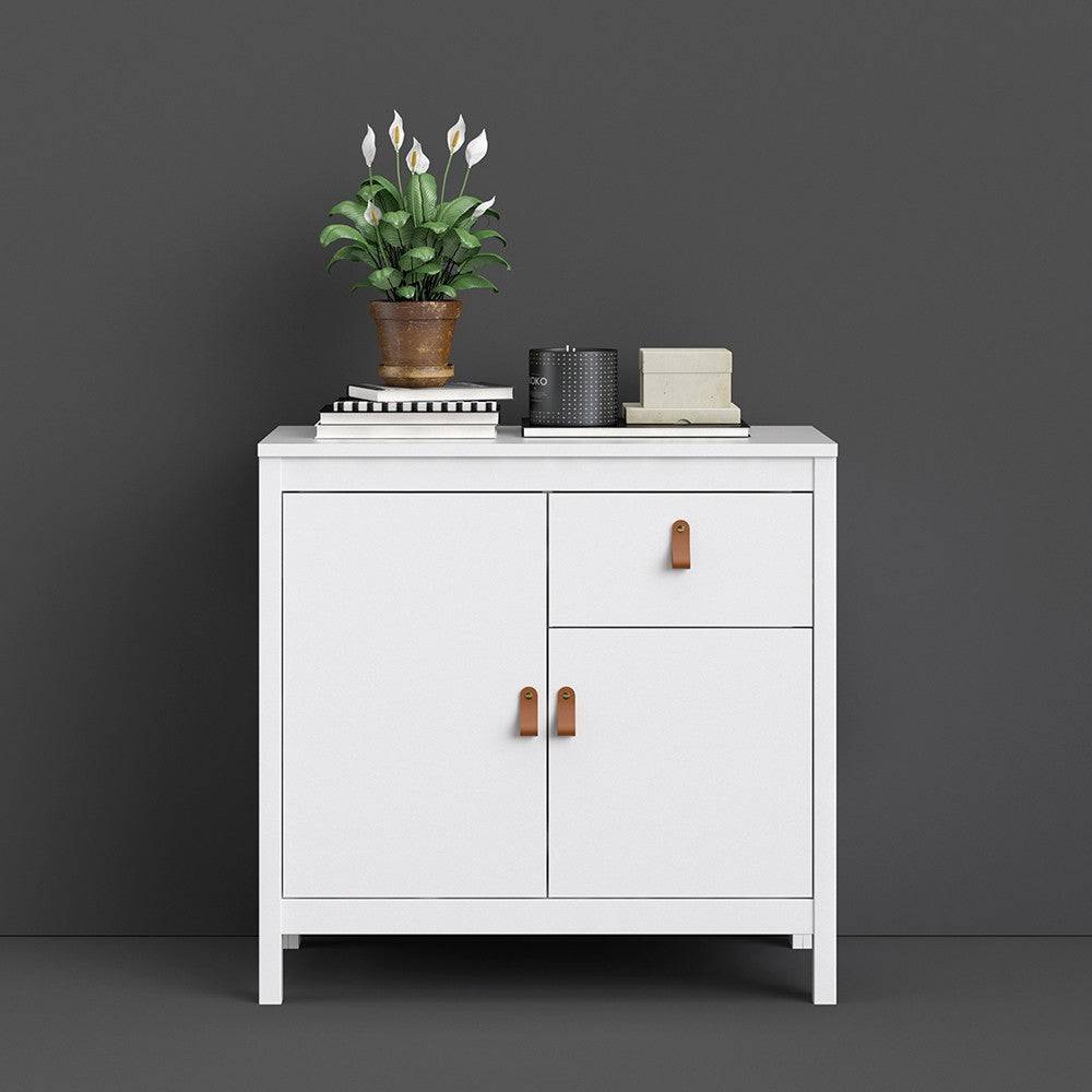 Barcelona Compact Small Sideboard 2 Doors + 1 Drawer in White - Price Crash Furniture